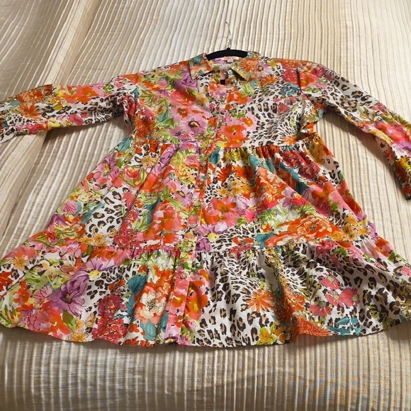Johnny Was Wild Garden Cotton Floral and Leopard Print Mini Dress - Picture 8 of 16